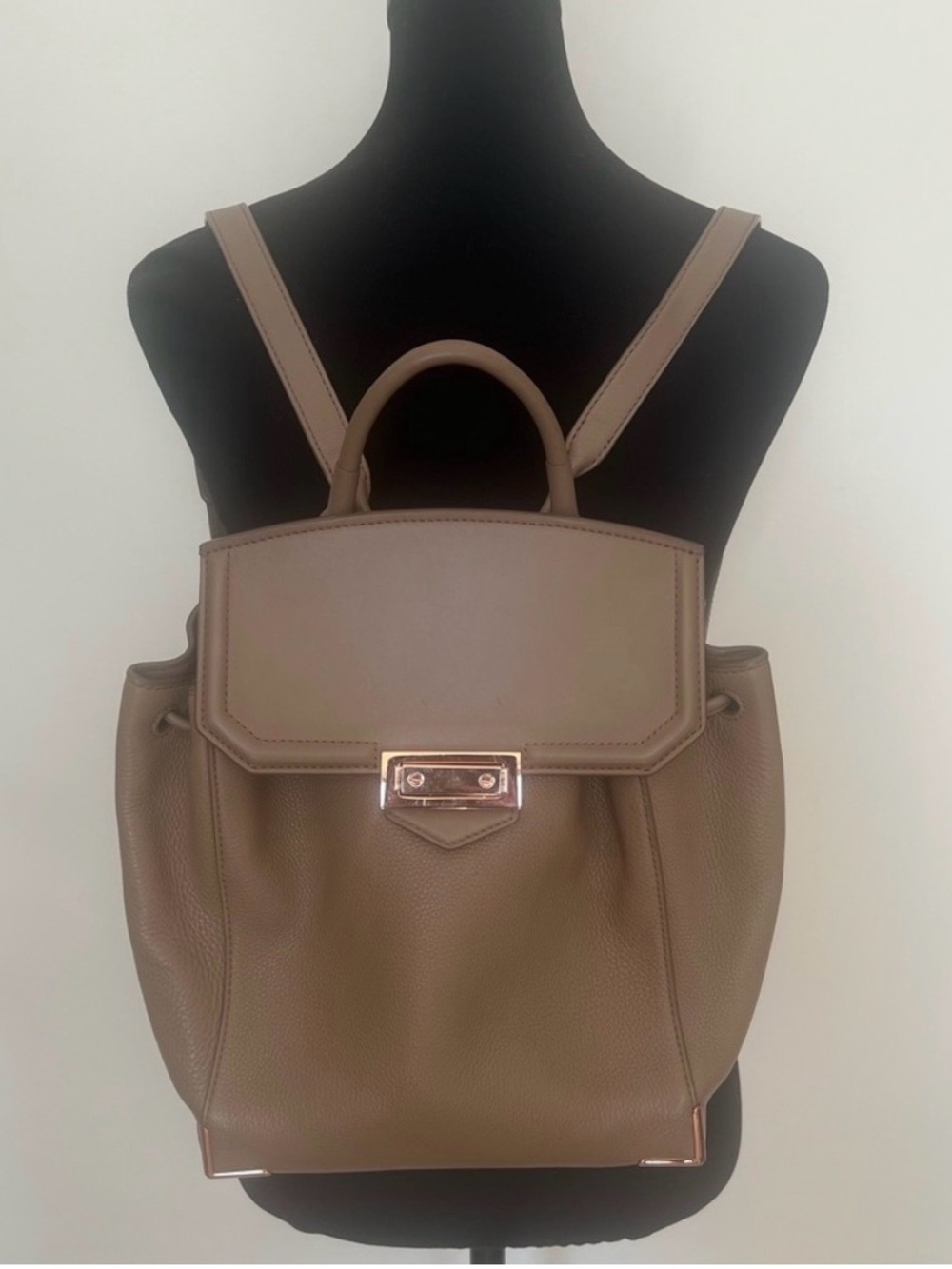Alexander Wang Prisma Skeletal backpack. Tan leather/rose gold hardware.